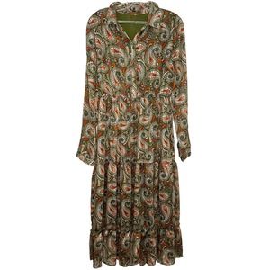 Anna Kay Maxi Dress Size 4-6 Womens Green Paisley Boho Long Sleeve Lined